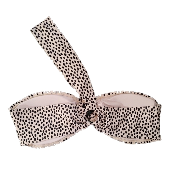 Kendall & Kylie Cream with Black Animal Dots Bikini Top Sz.M NWT - Picture 2 of 5
